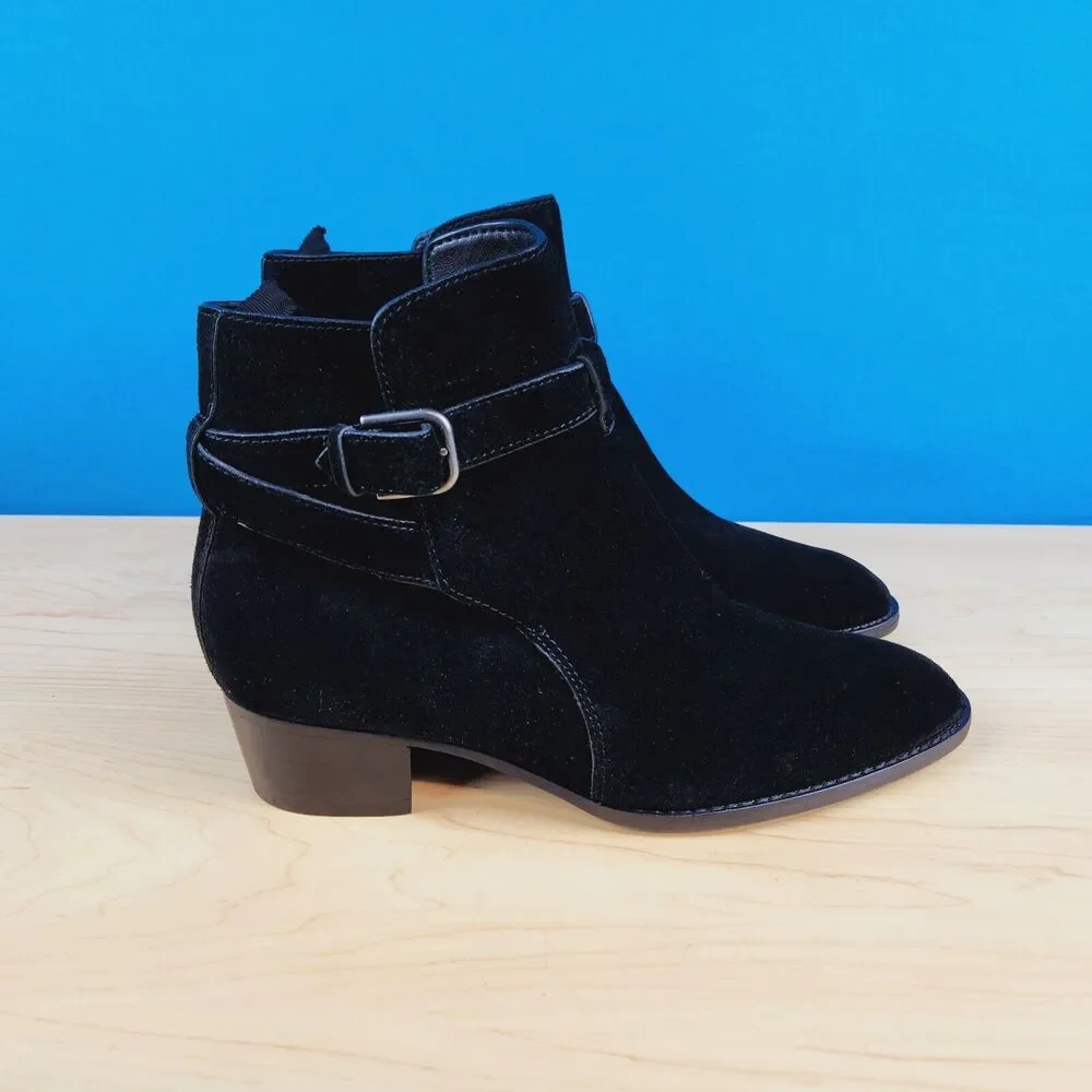 Marc Fisher LTD Razzle Womens Size 8 Ankle Boots Black suede Nubuck Leather boot